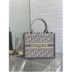 Migliore Repliche Borsa Dior piccola Book Tote con tracolla Tela Dior Oblique grigia Economiche Outlet Online
