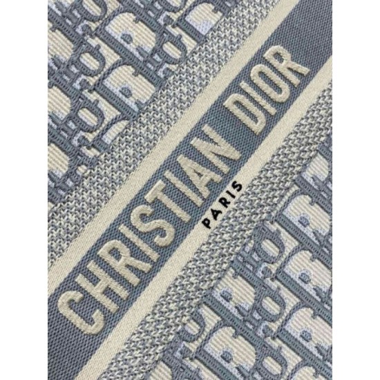 Migliore Repliche Borsa Dior piccola Book Tote con tracolla Tela Dior Oblique grigia Economiche Outlet Online