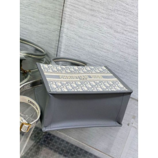Migliore Repliche Borsa Dior piccola Book Tote con tracolla Tela Dior Oblique grigia Economiche Outlet Online