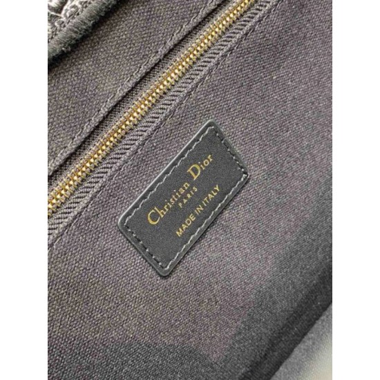 Replica perfetta Borsa Dior piccola Book Tote con tracolla Ricamo Plan de Paris e pelle di vitello nera Imitazione Outlet Online