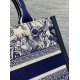 Replica perfetta Dior Small Book Tote Bag con tracolla Toile de Jouy Sauvage Embroidery con pelle di vitello blu Imitazione Outlet Online