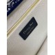 Replica perfetta Dior Small Book Tote Bag con tracolla Toile de Jouy Sauvage Embroidery con pelle di vitello blu Imitazione Outlet Online