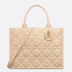 Replica perfetta Dior Medium Book Tote Bag con tracolla Beige Macrocannage Imitazione Outlet Online