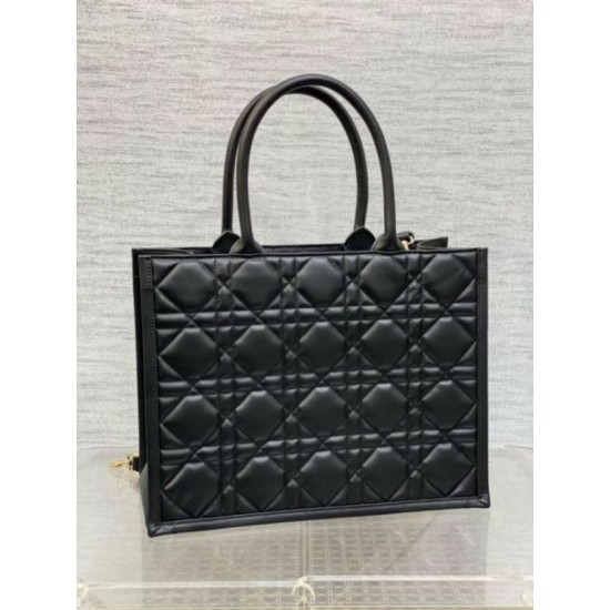 Miglior Falso Borsa tote Dior media a libro con tracolla Pelle di vitello macrocannage nera Economiche Premium