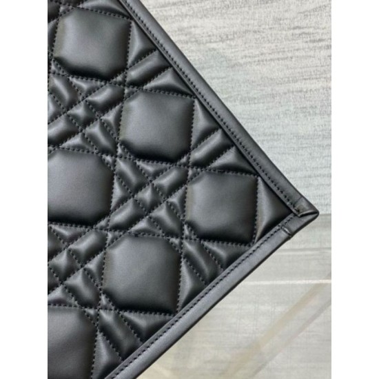 Miglior Falso Borsa tote Dior media a libro con tracolla Pelle di vitello macrocannage nera Economiche Premium