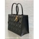 Miglior Falso Borsa tote Dior media a libro con tracolla Pelle di vitello macrocannage nera Economiche Premium