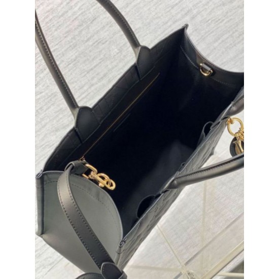 Miglior Falso Borsa tote Dior media a libro con tracolla Pelle di vitello macrocannage nera Economiche Premium