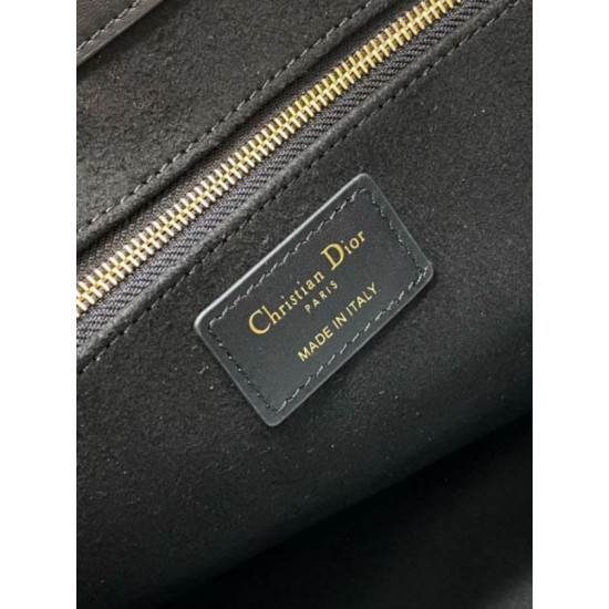 Miglior Falso Borsa tote Dior media a libro con tracolla Pelle di vitello macrocannage nera Economiche Premium