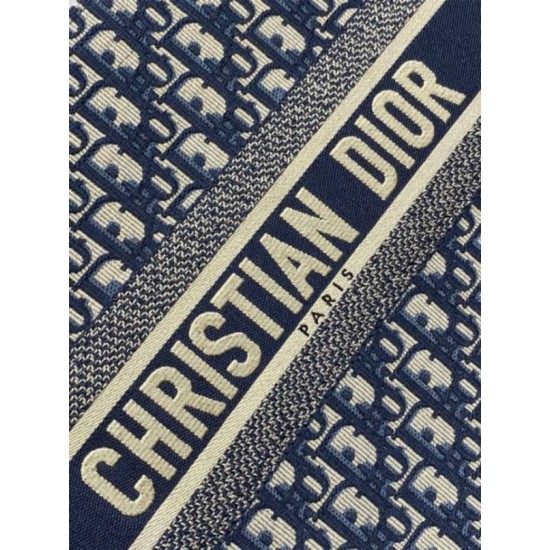 Replica perfetta Borsa tote Dior media per libri con tracolla in tela blu Dior Oblique Imitazione Outlet Online