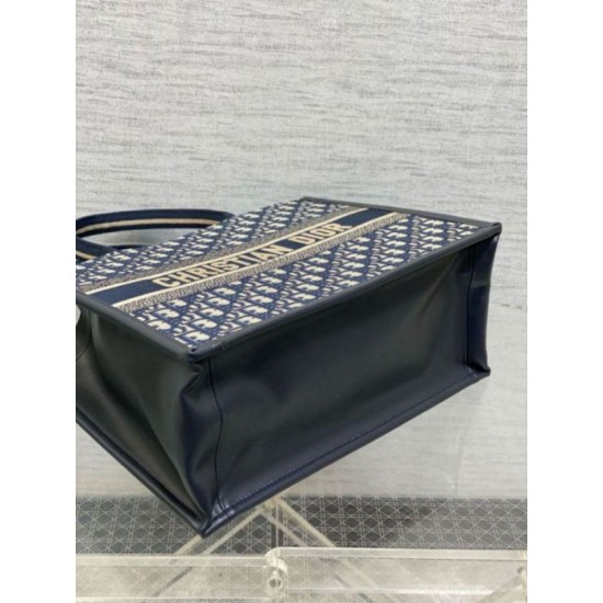 Replica perfetta Borsa tote Dior media per libri con tracolla in tela blu Dior Oblique Imitazione Outlet Online