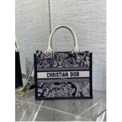 Perfette Qualità Repliche Borsa tote media Dior Book con tracolla Ricamo invertito Toile de Jouy Imitazione