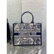 Perfette Qualità Repliche Dior Media Book Tote Bag con Tracolla Blu Ricamo Toile de Jouy Sauvage Imitazione