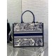Perfette Qualità Repliche Dior Media Book Tote Bag con Tracolla Blu Ricamo Toile de Jouy Sauvage Imitazione