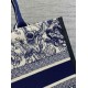 Perfette Qualità Repliche Dior Media Book Tote Bag con Tracolla Blu Ricamo Toile de Jouy Sauvage Imitazione