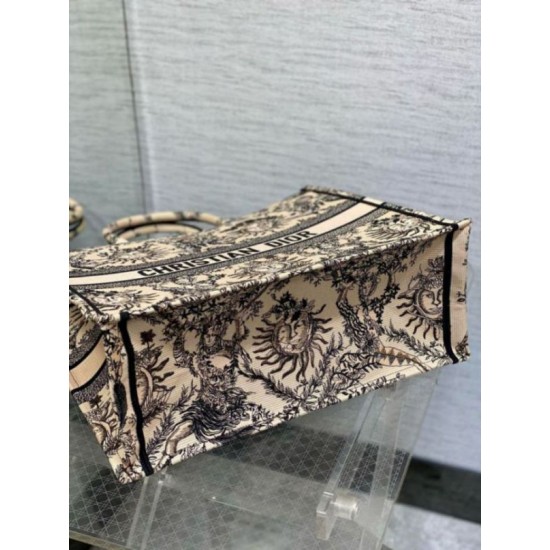 Replica perfetta Borsa tote grande per libri Dior Beige Ricamo Toile de Jouy Soleil Imitazione Outlet Online