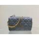 Migliore Repliche Pouch Dior Caro In pelle di vitello Cannage blu nuvola Economiche Outlet Online