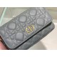 Migliore Repliche Pouch Dior Caro In pelle di vitello Cannage blu nuvola Economiche Outlet Online