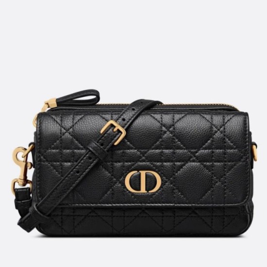 Miglior Falso Pouch Dior Caro Pelle di vitello Cannage nera Economiche Premium