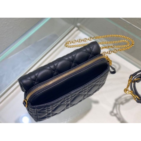Miglior Falso Pouch Dior Caro Pelle di vitello Cannage nera Economiche Premium