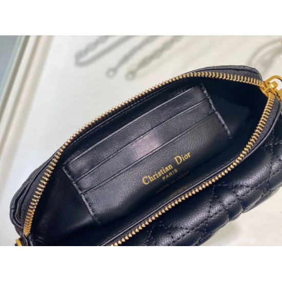 Miglior Falso Pouch Dior Caro Pelle di vitello Cannage nera Economiche Premium