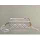 Replica perfetta Pouch Dior Caro In pelle di vitello Cannage bianca Imitazione Outlet Online