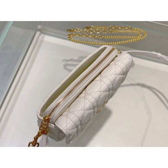 Replica perfetta Pouch Dior Caro In pelle di vitello Cannage bianca Imitazione Outlet Online