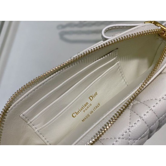 Replica perfetta Pouch Dior Caro In pelle di vitello Cannage bianca Imitazione Outlet Online