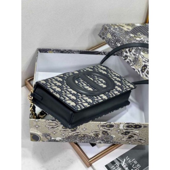 Perfette Qualità Repliche Dior CD Signature Mini Bag Blue Oblique Jacquard Imitazione