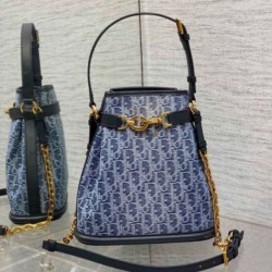 Replica perfetta Borsa Dior C'est Media Jacquard Blu Denim Obliquo Imitazione Outlet Online