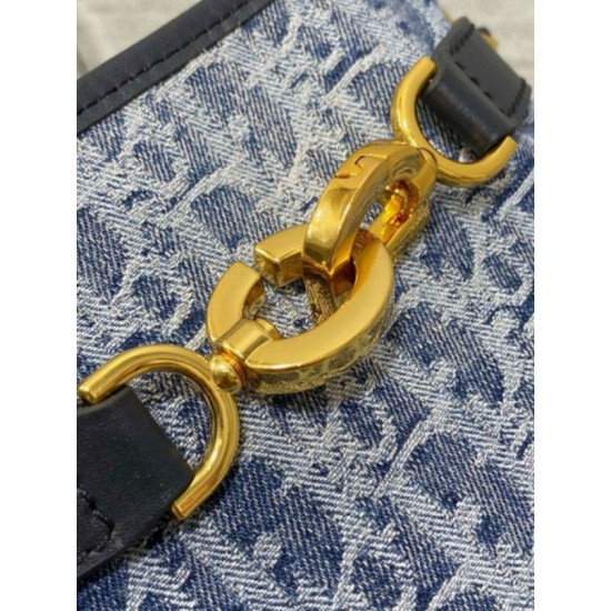 Replica perfetta Borsa Dior C'est Media Jacquard Blu Denim Obliquo Imitazione Outlet Online