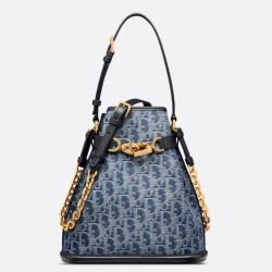 Replica perfetta Borsa Dior C'est Media Jacquard Blu Denim Obliquo Imitazione Outlet Online