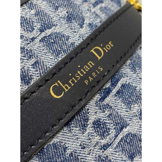 Replica perfetta Borsa Dior C'est Media Jacquard Blu Denim Obliquo Imitazione Outlet Online