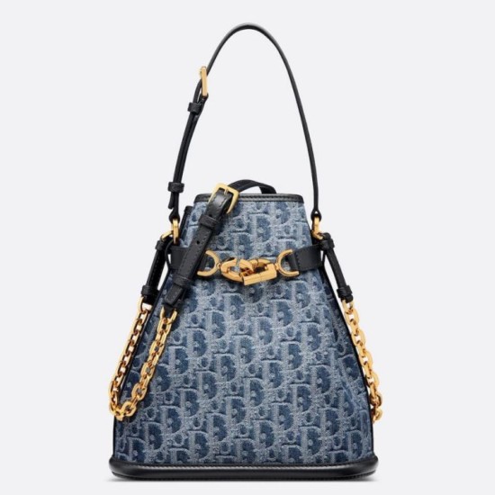Replica perfetta Borsa Dior C'est Media Jacquard Blu Denim Obliquo Imitazione Outlet Online