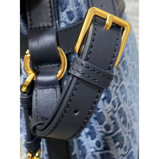 Replica perfetta Borsa Dior C'est Media Jacquard Blu Denim Obliquo Imitazione Outlet Online