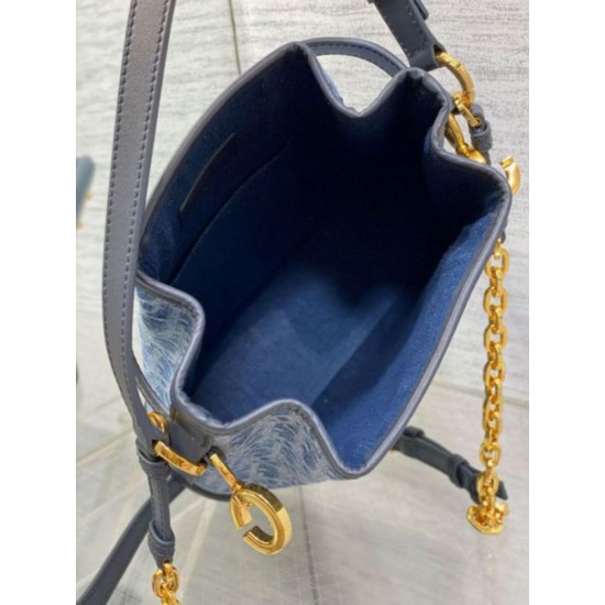 Replica perfetta Borsa Dior C'est Media Jacquard Blu Denim Obliquo Imitazione Outlet Online