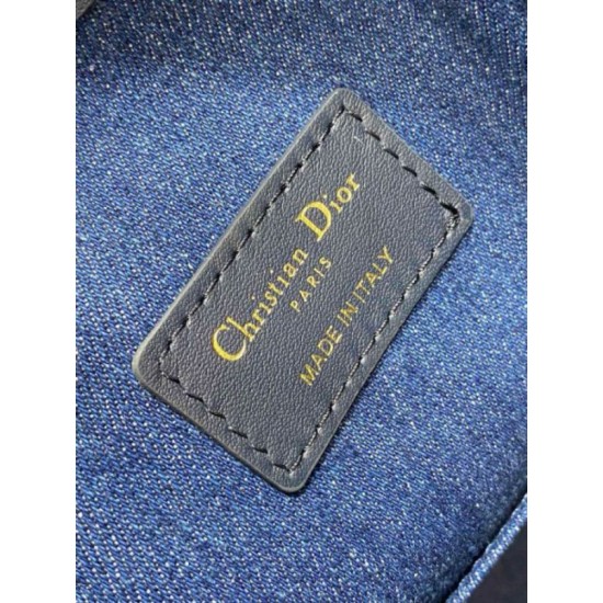 Replica perfetta Borsa Dior C'est Media Jacquard Blu Denim Obliquo Imitazione Outlet Online