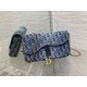Migliore Repliche Borsa a Tracolla Dior Saddle Chain Jacquard Blu Denim Obliquo Economiche Outlet Online