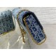 Migliore Repliche Borsa a Tracolla Dior Saddle Chain Jacquard Blu Denim Obliquo Economiche Outlet Online