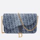 Migliore Repliche Borsa a Tracolla Dior Saddle Chain Jacquard Blu Denim Obliquo Economiche Outlet Online