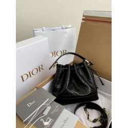 Replica perfetta Borsa a Secchiello Dior Piccola Jolie Pelle di Agnello Macrocannage Nero Imitazione Outlet Online