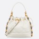 Migliore Repliche Borsa a Secchiello Dior Piccola Jolie Pelle di Agnello Macrocannage Bianco Economiche Outlet Online