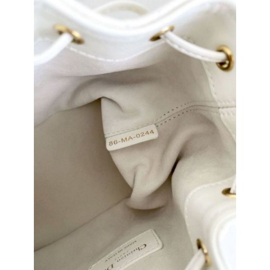 Migliore Repliche Borsa a Secchiello Dior Piccola Jolie Pelle di Agnello Macrocannage Bianco Economiche Outlet Online