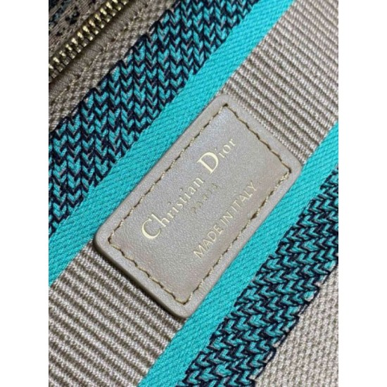 Miglior Falso Dior Dioriviera Lady D-Lite Medium Bag Raffia con ricamo Toile de Jouy Sauvage verde Economiche Premium