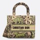 Migliore Repliche Borsa Dior Dioriviera Lady D-Lite Media Raffia con Ricamo Toile de Jouy Sauvage Lime Economiche Outlet Online