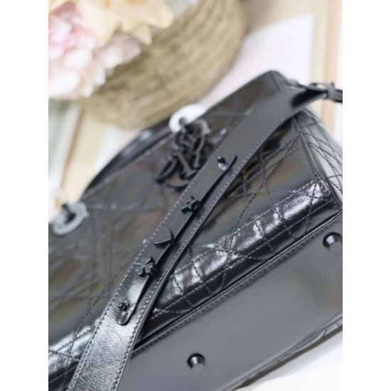 Replica perfetta Dior Medium Lady D-Sire My ABCDior Bag Black Crinkled Calfskin Imitazione Outlet Online