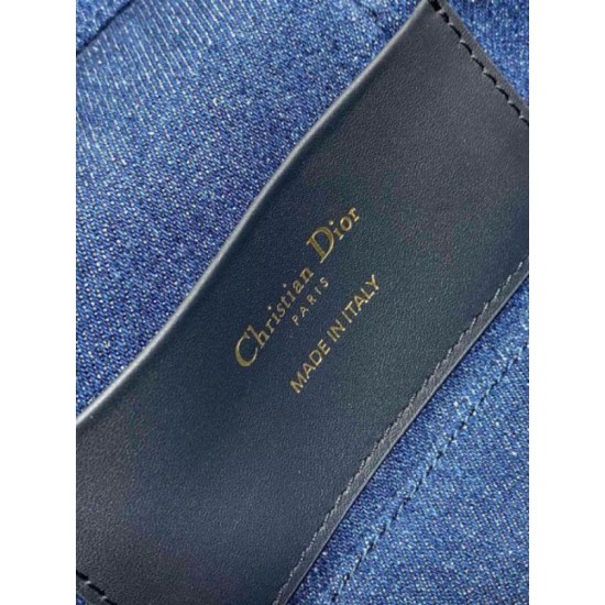 Perfette Qualità Repliche Dior 30 Montaigne Mini Vanity Case Blu Denim Oblique Jacquard Imitazione
