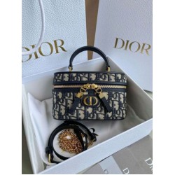 Migliore Repliche Dior 30 Montaigne Mini Vanity Case Blu Oblique Jacquard Economiche Outlet Online