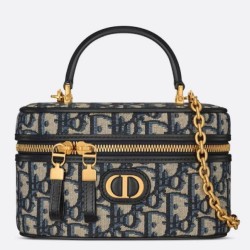 Migliore Repliche Dior 30 Montaigne Mini Vanity Case Blu Oblique Jacquard Economiche Outlet Online