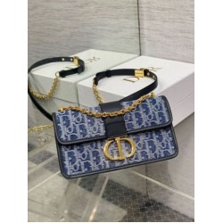 Miglior Falso Borsa Dior 30 Montaigne East-West con catena Blue Denim Oblique Jacquard Economiche Premium