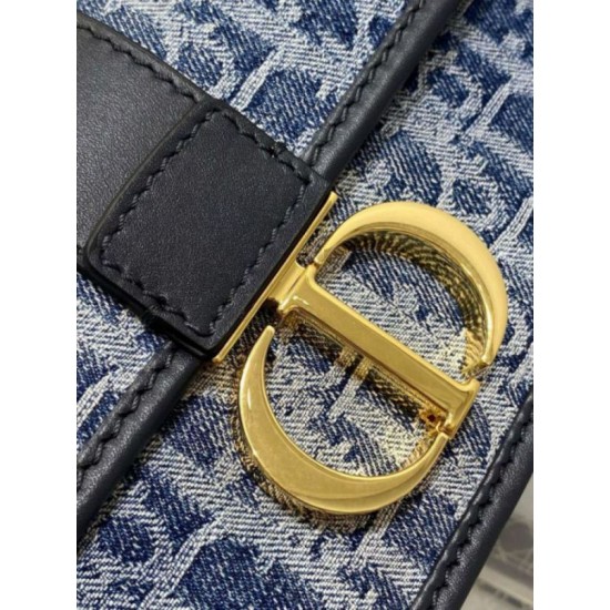 Miglior Falso Borsa Dior 30 Montaigne East-West con catena Blue Denim Oblique Jacquard Economiche Premium